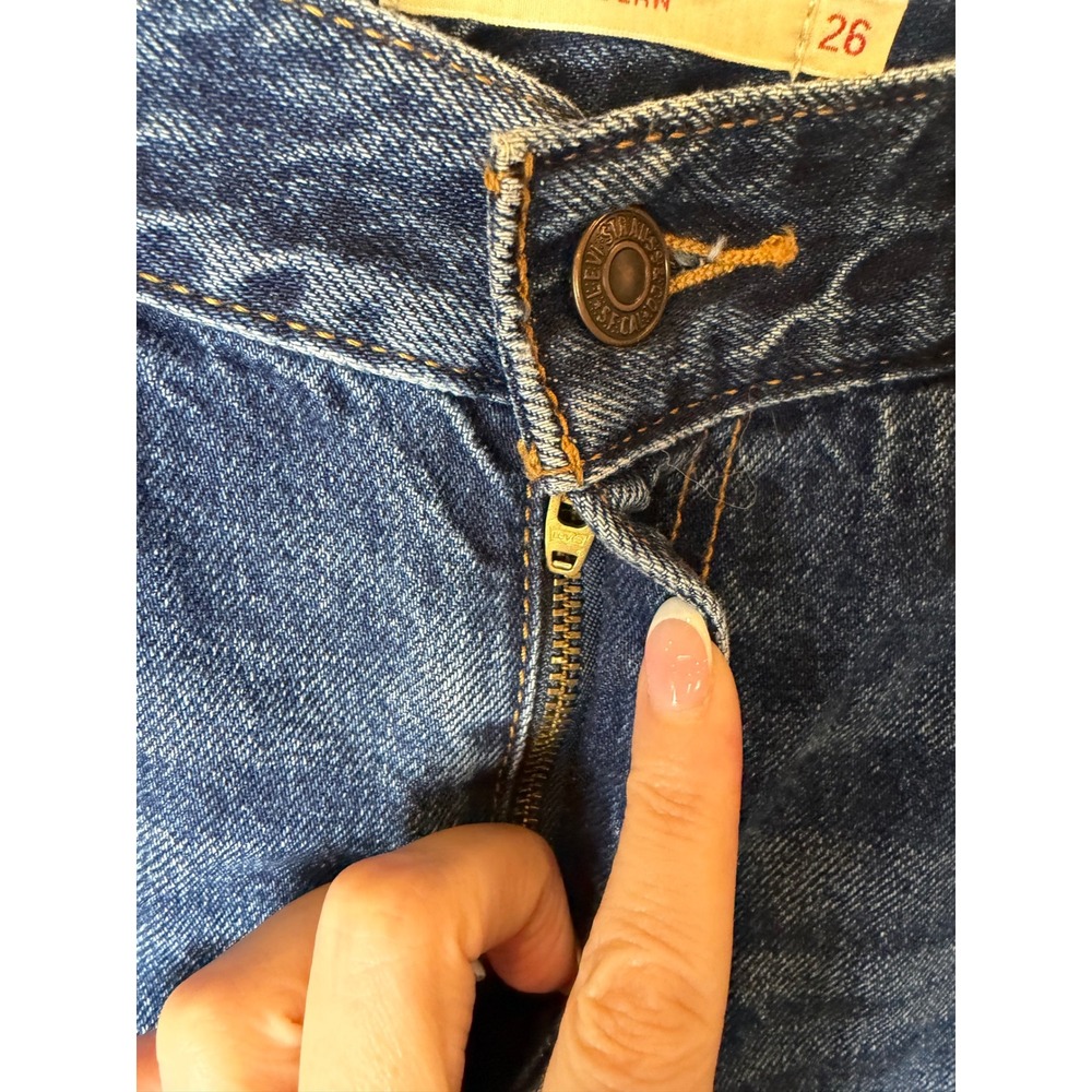 Levi's Dad Jeans Women 26 Blue Premium High Rise Straight Leg Denim Y2K Relaxed - Picture 7 of 12